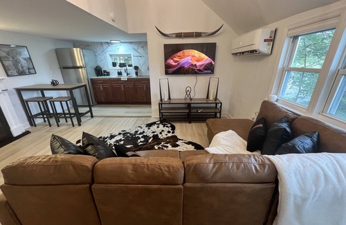 Hopatcong Cabin | Quiet Cottage Loft w/Lake Views, Fire-pit, & Patio Pet. Pet Friendly!