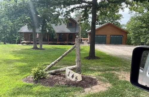 Bourbon Cabin | Real Log Cabin with Seasonal Pool and Hot Tub near Blue Springs Ranch