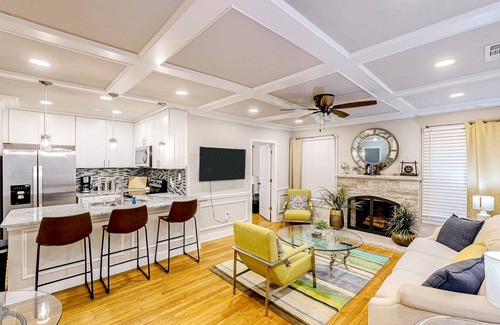 East Point House | Renovated downtown house w/enclosed backyard, deck, fireplace, central AC & W/D