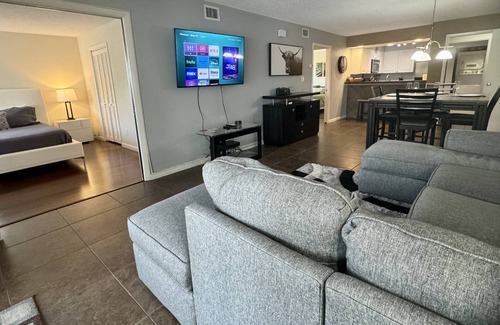 Wesley Chapel Condo | Resort Corner Unit Gem – Spacious 2BR Ground-Floor Condo w/Patio, Pond Views & Smart TVs!