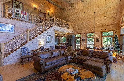 Blowing Rock Cabin | Rested Traveler - Pet Friendly log cabin with views, pool table & hot tub near Blowing Rock!