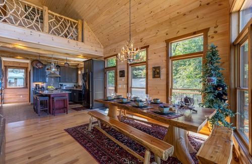 Blowing Rock Cabin | Rested Traveler - Pet Friendly log cabin with views, pool table & hot tub near Blowing Rock!
