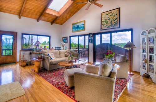 Kalihiwai House | Ridge line home with pool, ocean and valley views