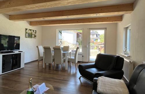 Konigstein an der Elbe Apartment | Saechsische-Schweiz-Ferienhaus-Wohnung-1-mit-Elbblick-Sauna-und-Kamin