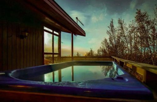 Laugarvatn House | Selið Cottage Traditional with hot tub and lake view