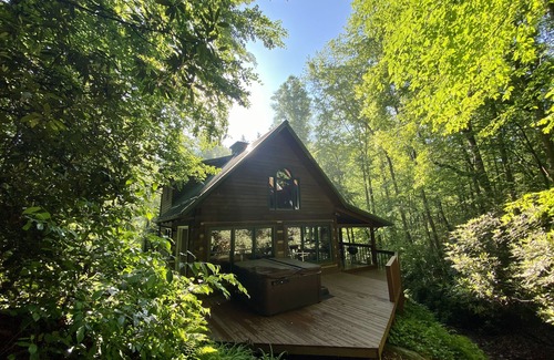 Deep Gap Cabin | Serene mountain cabin on 10 acres with hot tub, creek and waterfall near Boone!