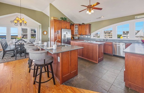 Wind Over Waves House | Soundfront Salvo Home w/Saltwater Pool, Hot Tub, Elevator, Theater, Tiki Bar