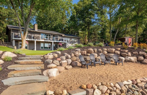 Crosslake Cabin | Spacious Lake Home w/panoramic views, fireplace, fire pit, beach