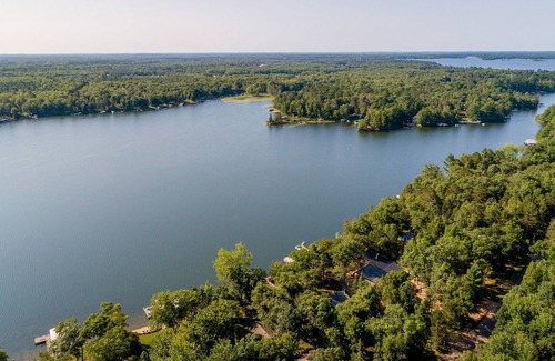 Crosslake Cabin | Spacious Lake Home w/panoramic views, fireplace, fire pit, beach