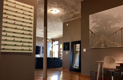 Jerseyville Apartment | Spacious loft in the heart of downtown Jerseyville. Free EV charging nearby
