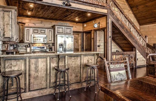 Natures Courtyard Cabin | Stone Pine Lodge- Outdoor Fireplace | Hot Tub | Game Room