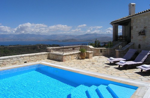 Petaleia Villa | Stone Villa Olympia with stunning Sea views, private pool - perfect for families