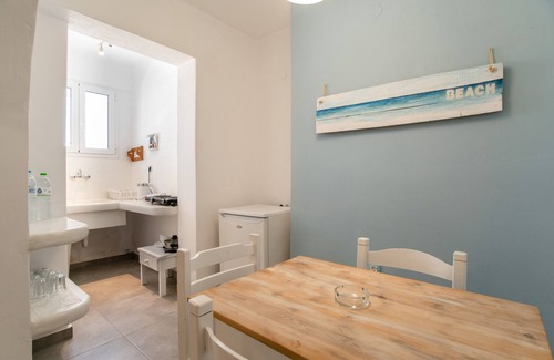 Paros Apartment | Studio Apartment "Livadia Seaside 1" near Beach with 2 Shared Terraces & Wi-Fi