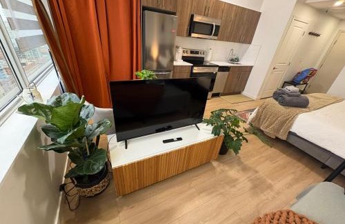 Downtown Edmonton Apartment | Studio Downtown , Rodgers Views, AC, Heated Free Underground Parking