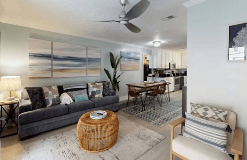 Panama City Beach House | Stylish Family-Friendly Townhome: Steps to Beach+hot tub+king bed