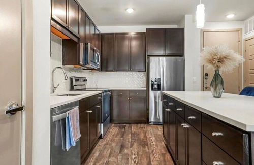 Frisco Square Apartment | Stylish Frisco 2BR 2BA - WiFi, Gym, Pool - Vacation and Corporate Ready