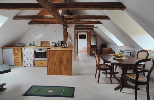 Hosterwitz Apartment | Stylish listed house. With sauna, fitness studio and a small garden. Bathing pond.