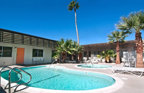 Desert Hot Springs Apartment | The Getaway Studio #3: Pool, Mountain View, Kids welcome