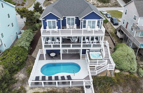Emerald Isle House | TRANQUIL OCEANFRONT HOME, 6 BEDROOM, 5 BATH, POOL, HOT TUB, ELEVATOR, GAME ROOM