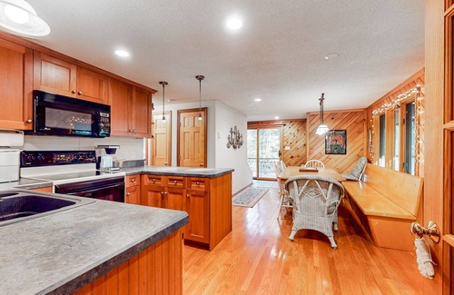Bridgton Cottage | Two-story dog-friendly cabin with a wood stove, pool, tennis, beach, W/D