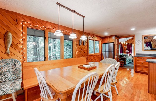 Bridgton Cottage | Two-story dog-friendly cabin with a wood stove, pool, tennis, beach, W/D