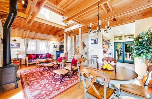 Gualala House | Unique coastal retreat boasting ocean views, spacious deck, lofted layout & WiFi