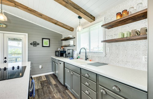 Galveston House | Updated, stylish home steps to beach with wraparound deck, WiFi, AC, & W/D