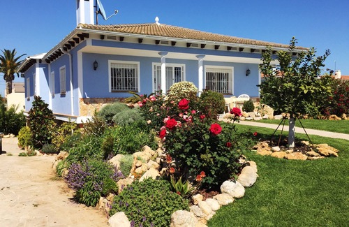 Vinaros Villa | Villa with private pool, green blooming garden and palm near the beach