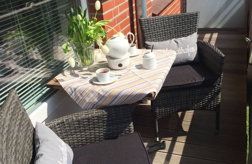 Wittduen Apartment | Vis-à-vis the Wadden Sea, beautiful 2-room apartment with lots of comfort, south-facing balcony, WLAN