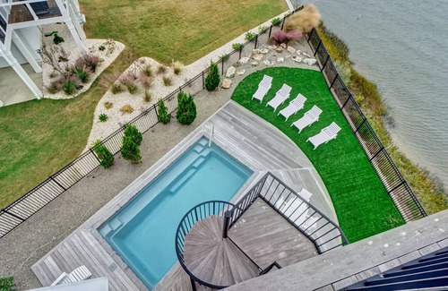 Surf City House | Waterfront Home private pool, dock, hot tub & beach access, best view on island