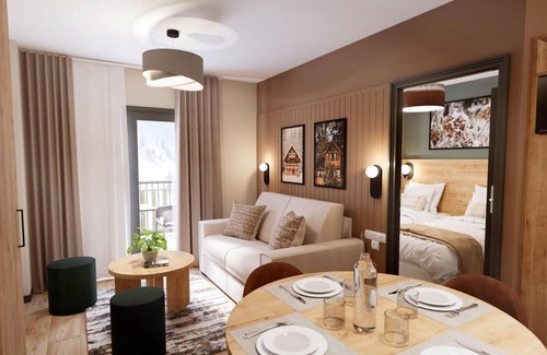 Les Claux Apartment | Wifi, ski-in/ski-out & foot of the slopes, swimming pool, balcony, parking, tv, ski locker, 31m²