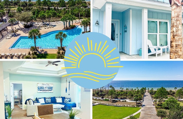 5 houses from Pool & Boardwalk to BEACH .LG PATIO and FIRE PIT GOLFCART Included