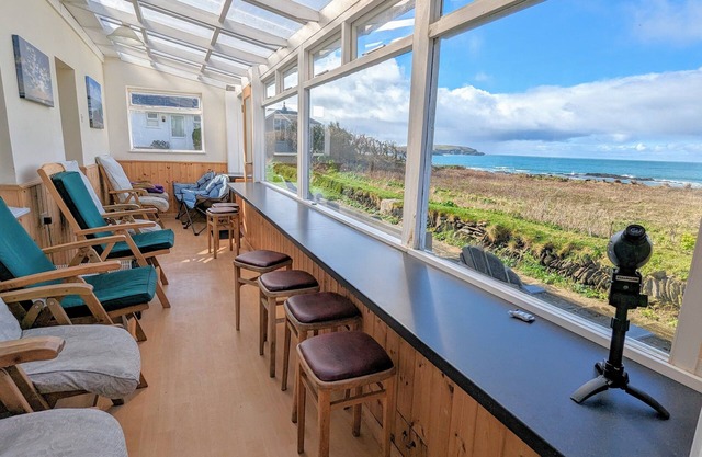 60metres from the sea, one of the best located houses in Trevone. Huge sea views