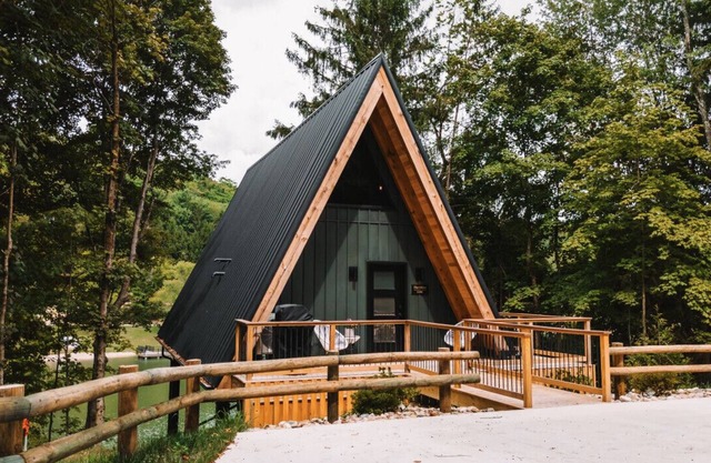 A-Frame Cabin on 95-acres with 2 private lakes