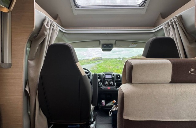 Campervan in centre of Höfn í Hornafirði PARKED.