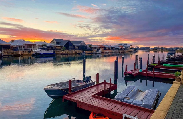 Canal Vista - waterfront, dolphins, swans and sun in Halls Head, Mandurah