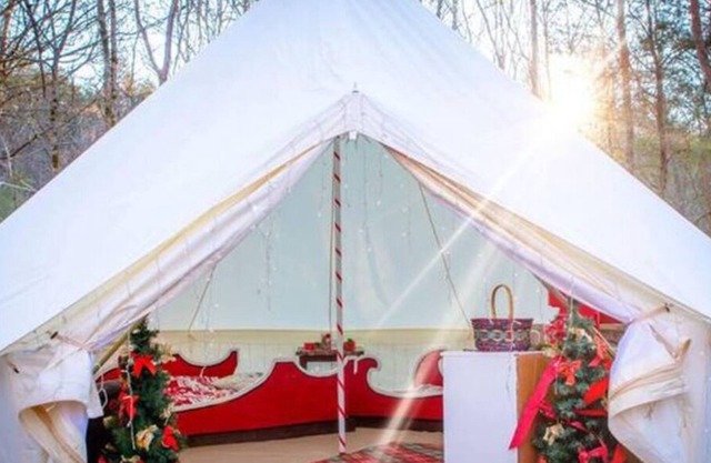Candy Cane Glamp Yurt in the Woods