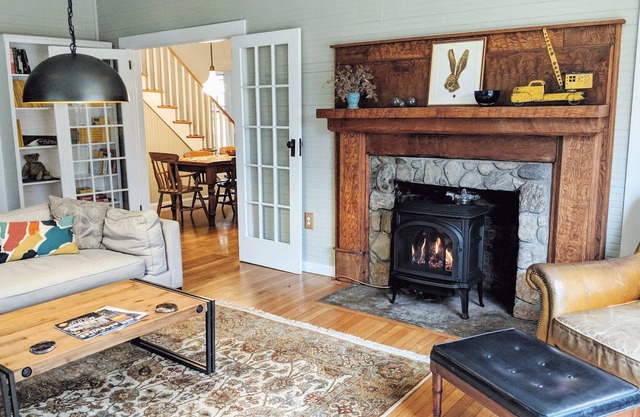 Creekside Iconic Yellow Farmhouse with firepit