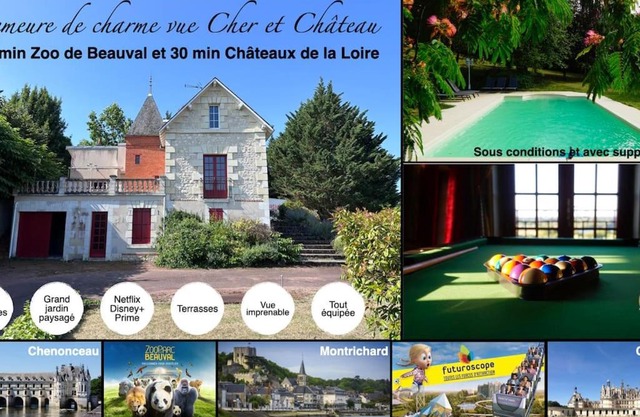 Demeure vue sur Cher/Château, 5 min Zoo de Beauval