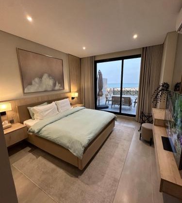 Elegant rooftop apartment with two bedrooms and a spacious living room