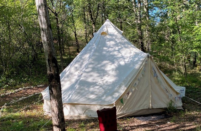 Enjoy a comfortable night sleep in a safari tent on our eco campsite