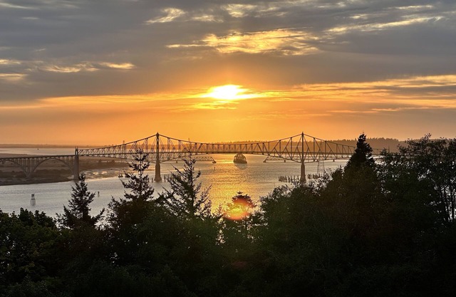 Expansive views of iconic McCullough Bridge, and bay with beautiful sunsets