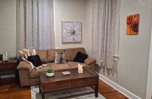 Experience Belleville in a 2 BR cozy home with a STL Cardinals theme.