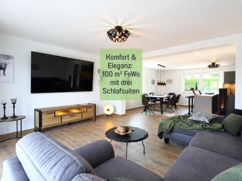 FeWo Savanna Lodge Northeim - barrierefrei und großzügig - 100qm - 3 Schlafzimmer - bis 6 Gäste - Babies reisen gratis - Terrasse, Garten & Grill - vollausgestattete Küche mit Spühlmaschine - Klimaanlage, Fußbodenheizung & Raffstores - nahe Göttingen