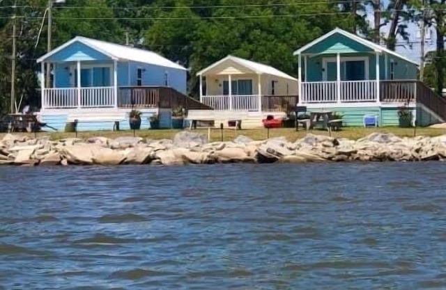 (Fishing from dock) Boat Launch, Seafood Market & Bait-tackle shop next door.