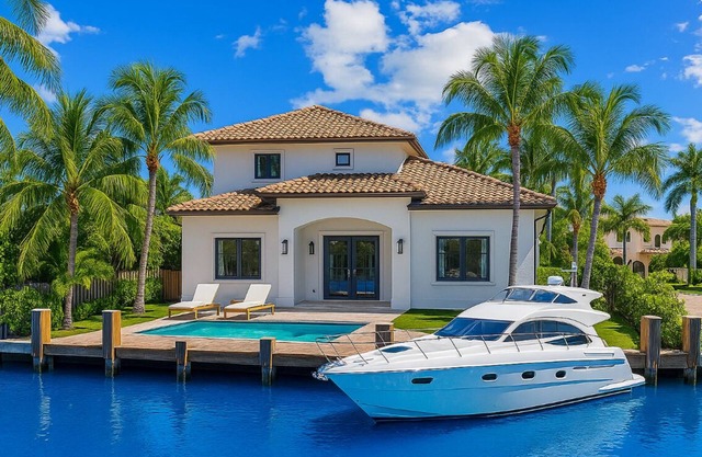 Gorgeous Home on the water at Las Olas Isles with beautiful pool & yacht Charter