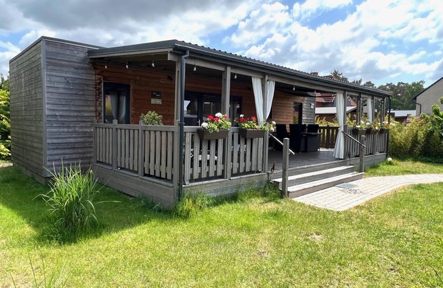 Great vacation home Rybak with box spring beds and large covered terrace