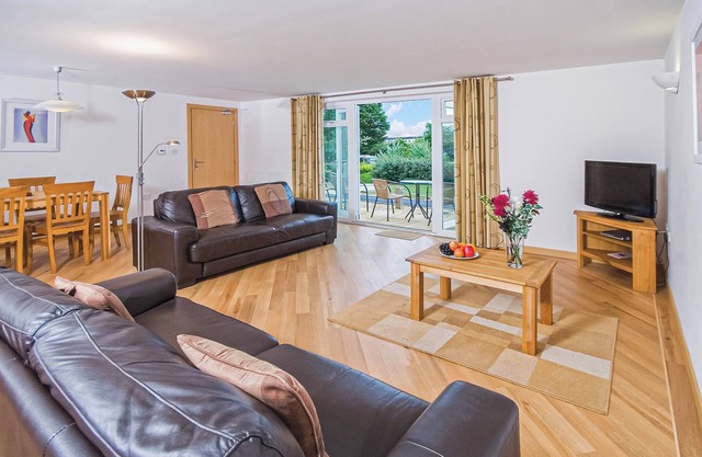 Ground floor apartment with one double, one twin and one with bunks.