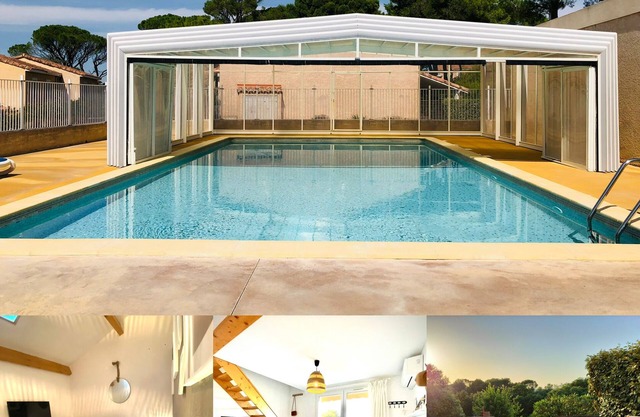 House with terrace overlooking the forest, ideal for leisure activities and heated swimming pool