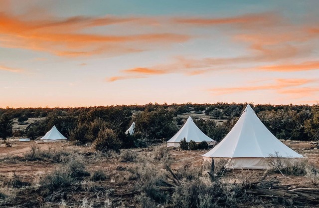 King Tent w/Shared Bathroom - Find us among the juniper trees and the open sky.